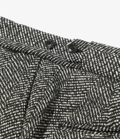Side Tab Trouser - White - W/N Herringbone