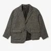 Slanted Jacket - Grey Poly Wool Herringbone