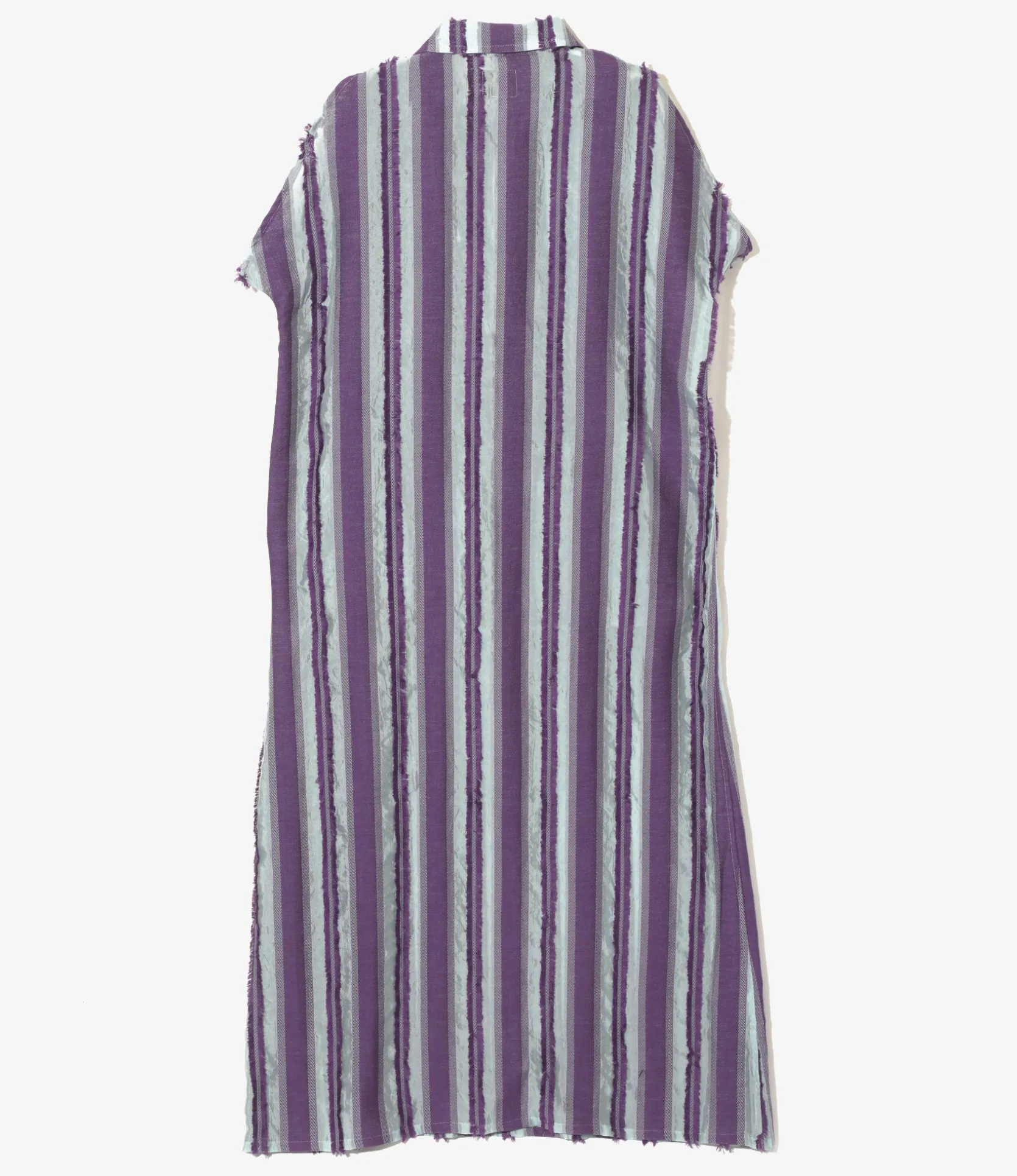 Sleeveless Dress - Sax/Purple - Stripe Cut Jacquard