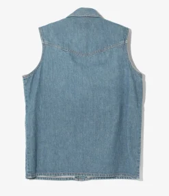 Sleeveless Western Shirt - Indigo - 10oz Denim