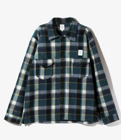 Smokey Shirt - Green - Wool Melton Plaid