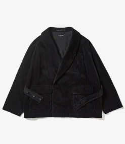 Smoking Jacket - Black Cotton 8W Corduroy