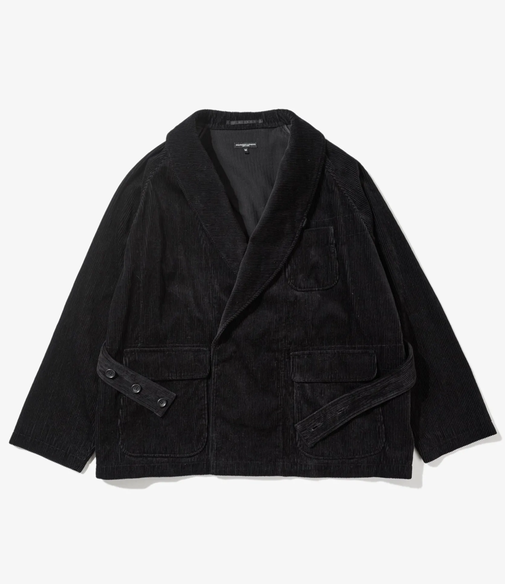 Smoking Jacket - Black Cotton 8W Corduroy