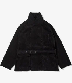 Smoking Jacket - Black Cotton 8W Corduroy