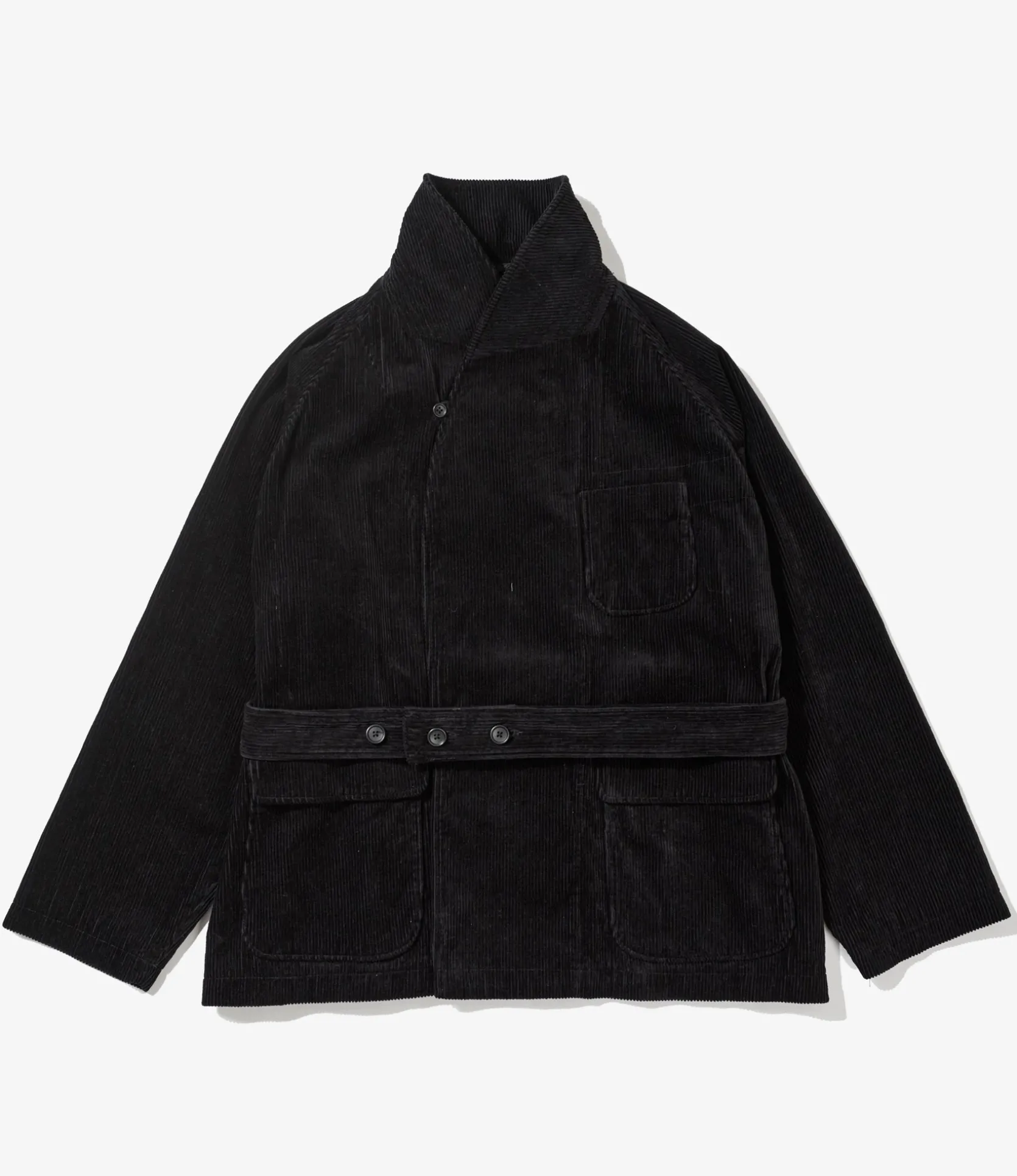Smoking Jacket - Black Cotton 8W Corduroy