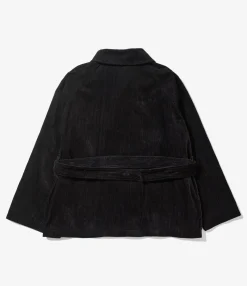 Smoking Jacket - Black Cotton 8W Corduroy