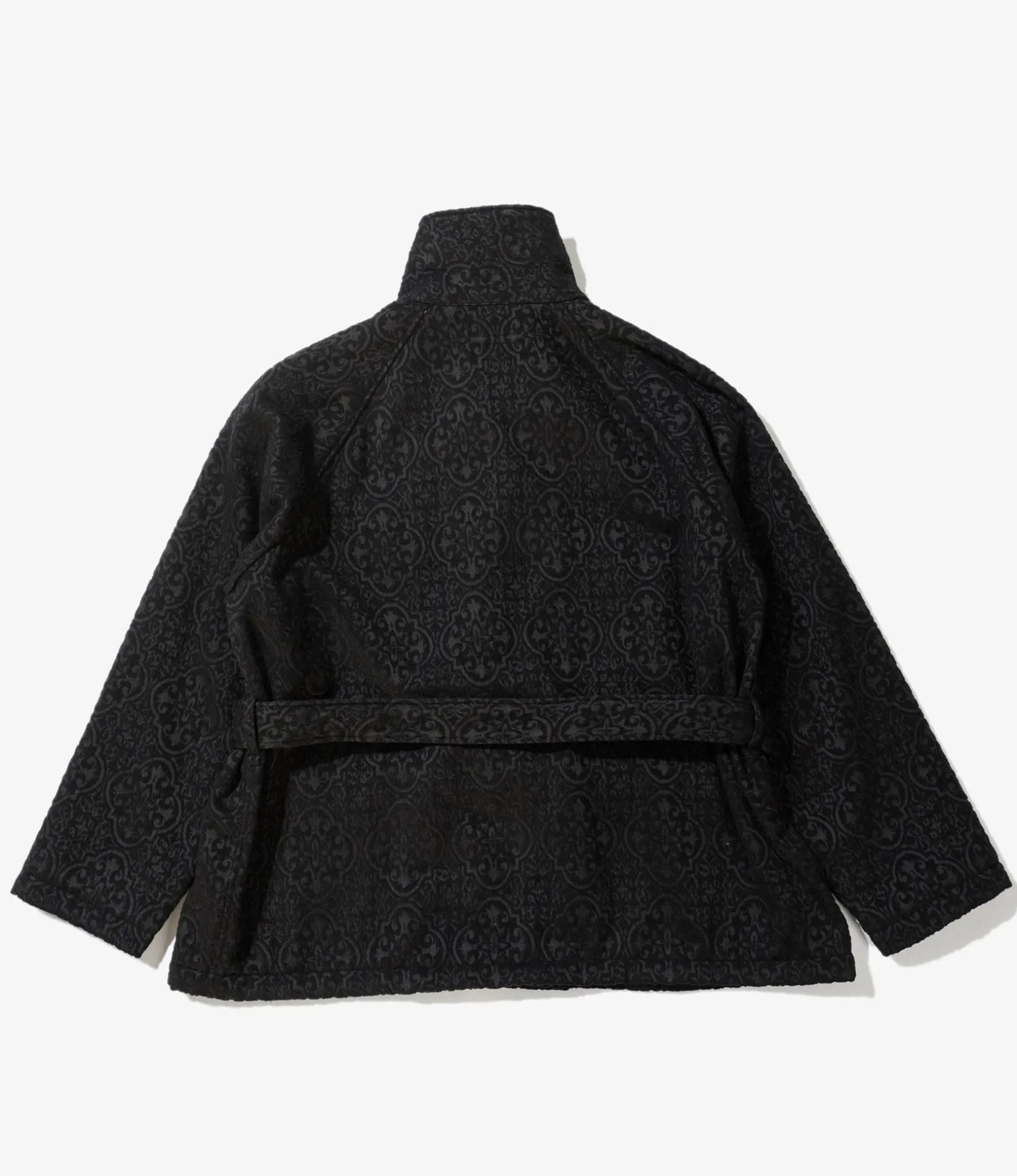 Smoking Jacket - Black Crest Flocked Jacquard
