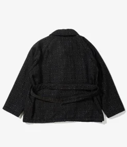 Smoking Jacket - Black Crest Flocked Jacquard