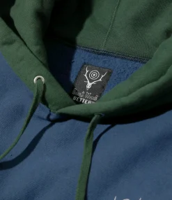 South2 West8 x Better Gift Shop - Hooded Sweatshirt - Dk. Blue / Forest Green
