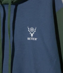 South2 West8 x Better Gift Shop - Hooded Sweatshirt - Dk. Blue / Forest Green