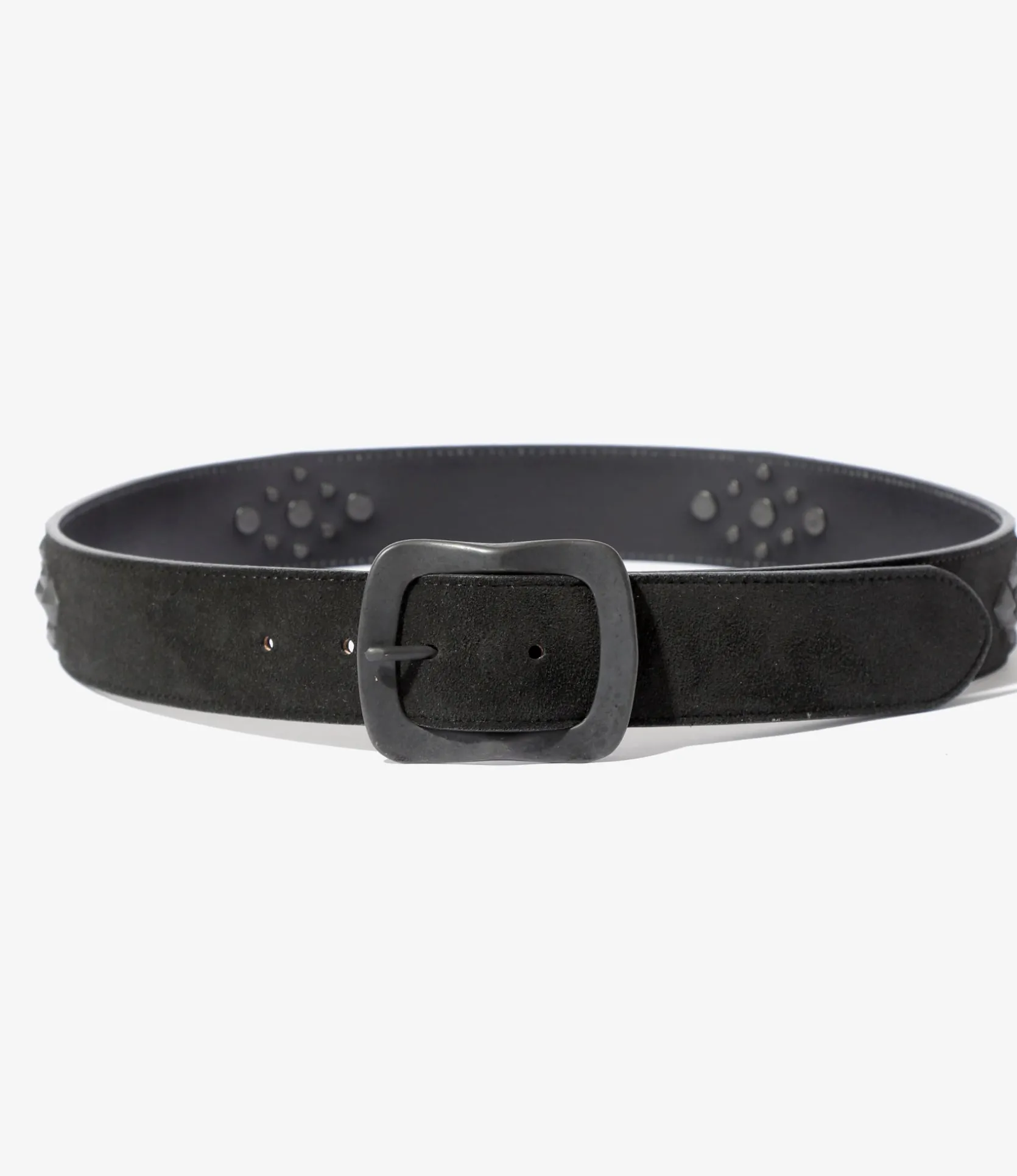Square Studs Belt - Black - Suede Leather