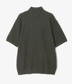 S/S Mock Neck Sweater - Green - Merino Wool Knit