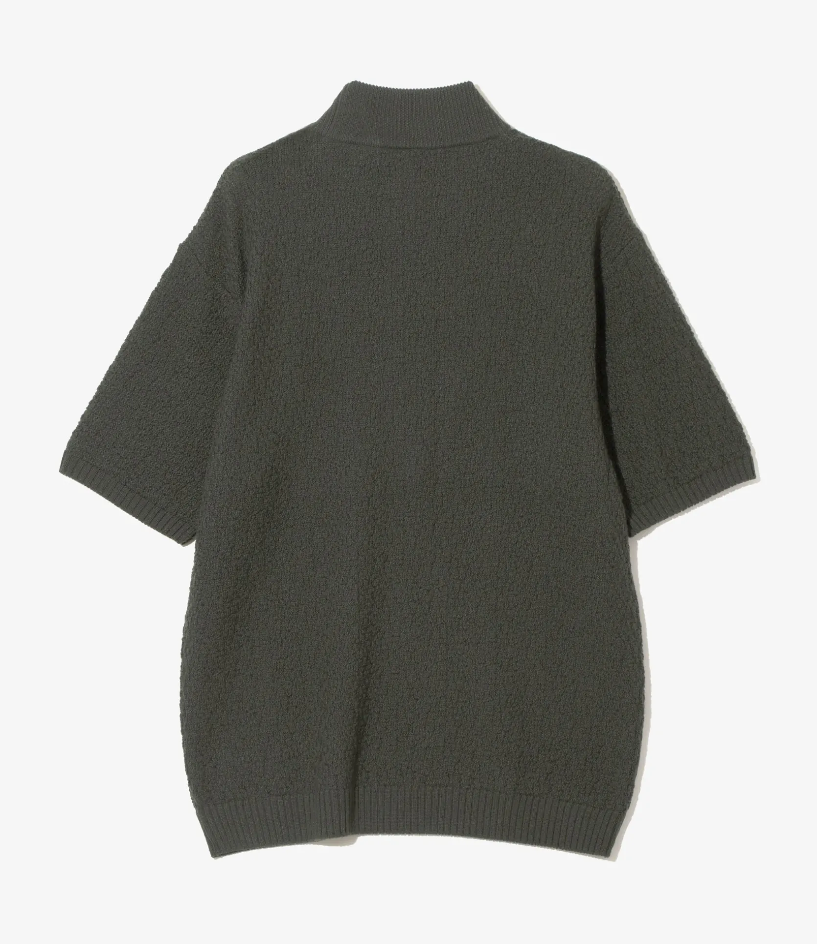 S/S Mock Neck Sweater - Green - Merino Wool Knit