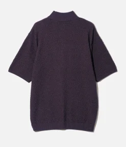 S/S Mock Neck Sweater - Purple- Merino Wool Knit