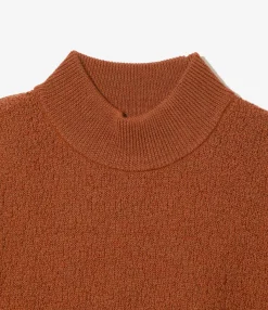 S/S Mock Neck Sweater - Rust - Merino Wool Knit