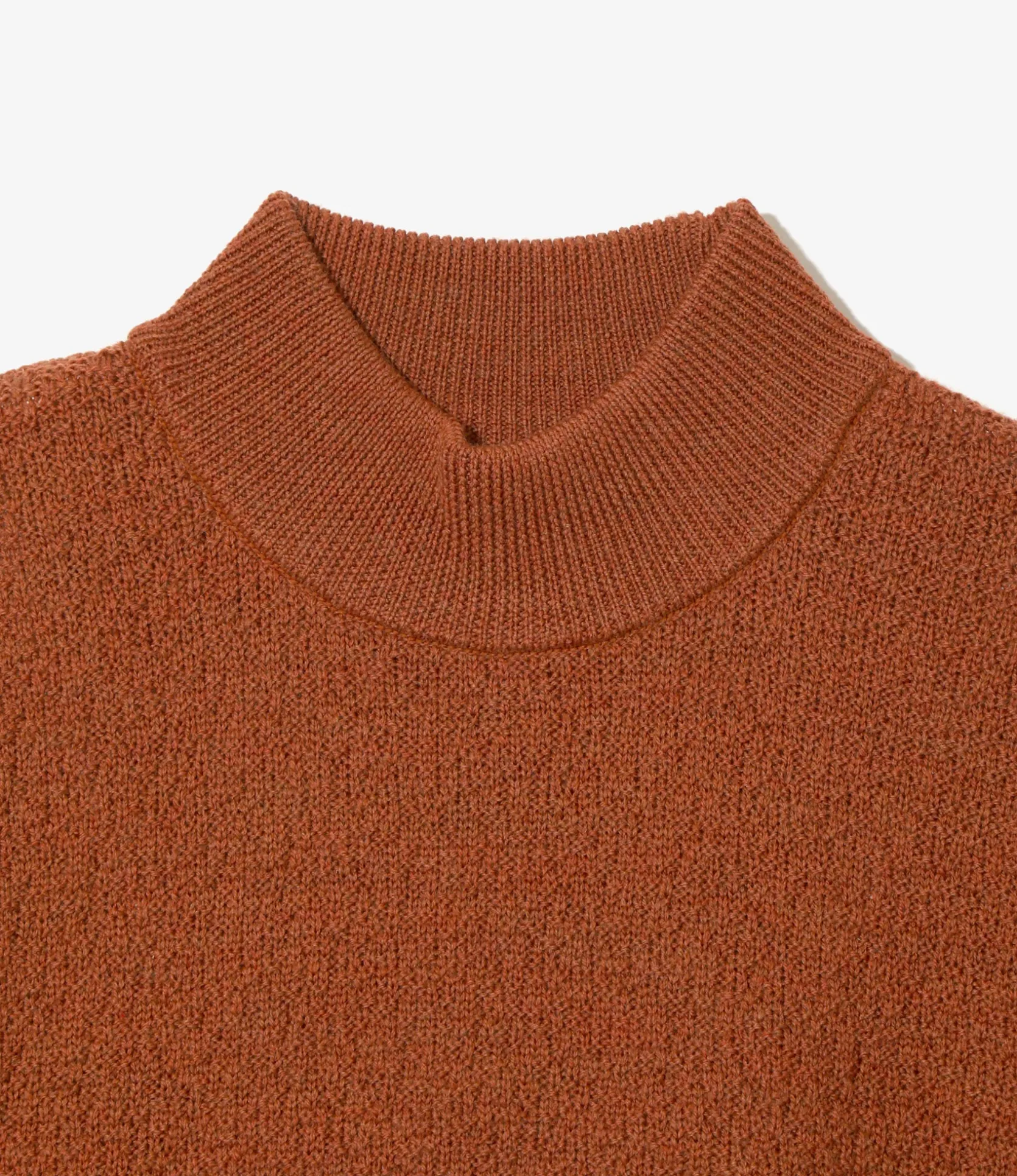 S/S Mock Neck Sweater - Rust - Merino Wool Knit