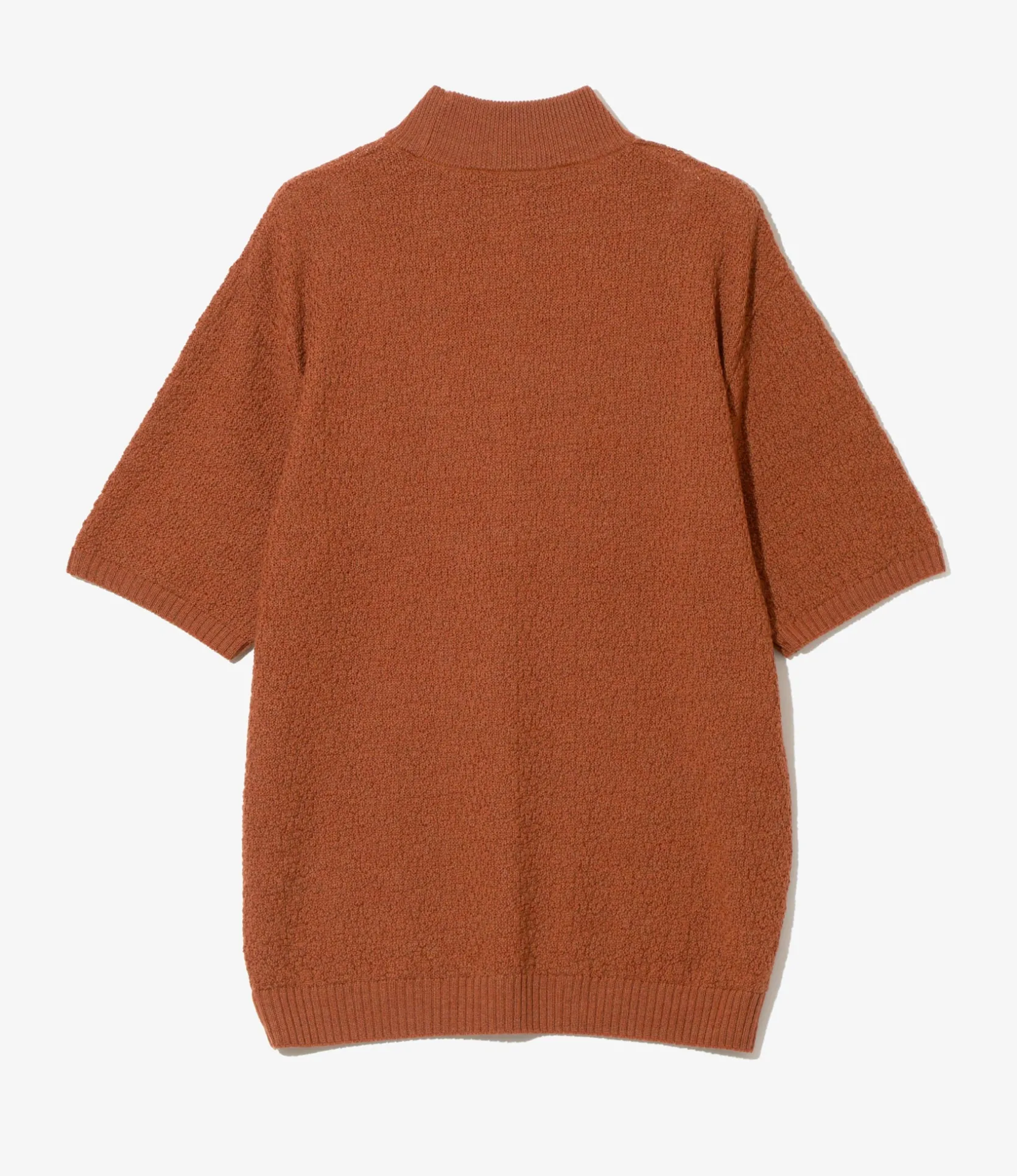 S/S Mock Neck Sweater - Rust - Merino Wool Knit