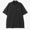 S/S Mock Neck Tee - Black - Poly Jersey