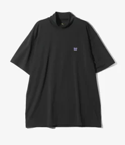 S/S Mock Neck Tee - Black - Poly Jersey