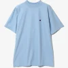 S/S Mock Neck Tee - Sax - Poly Pique