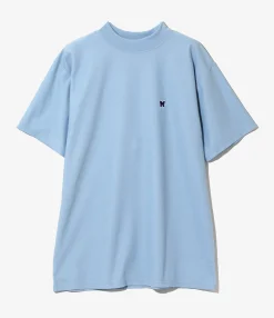 S/S Mock Neck Tee - Sax - Poly Pique