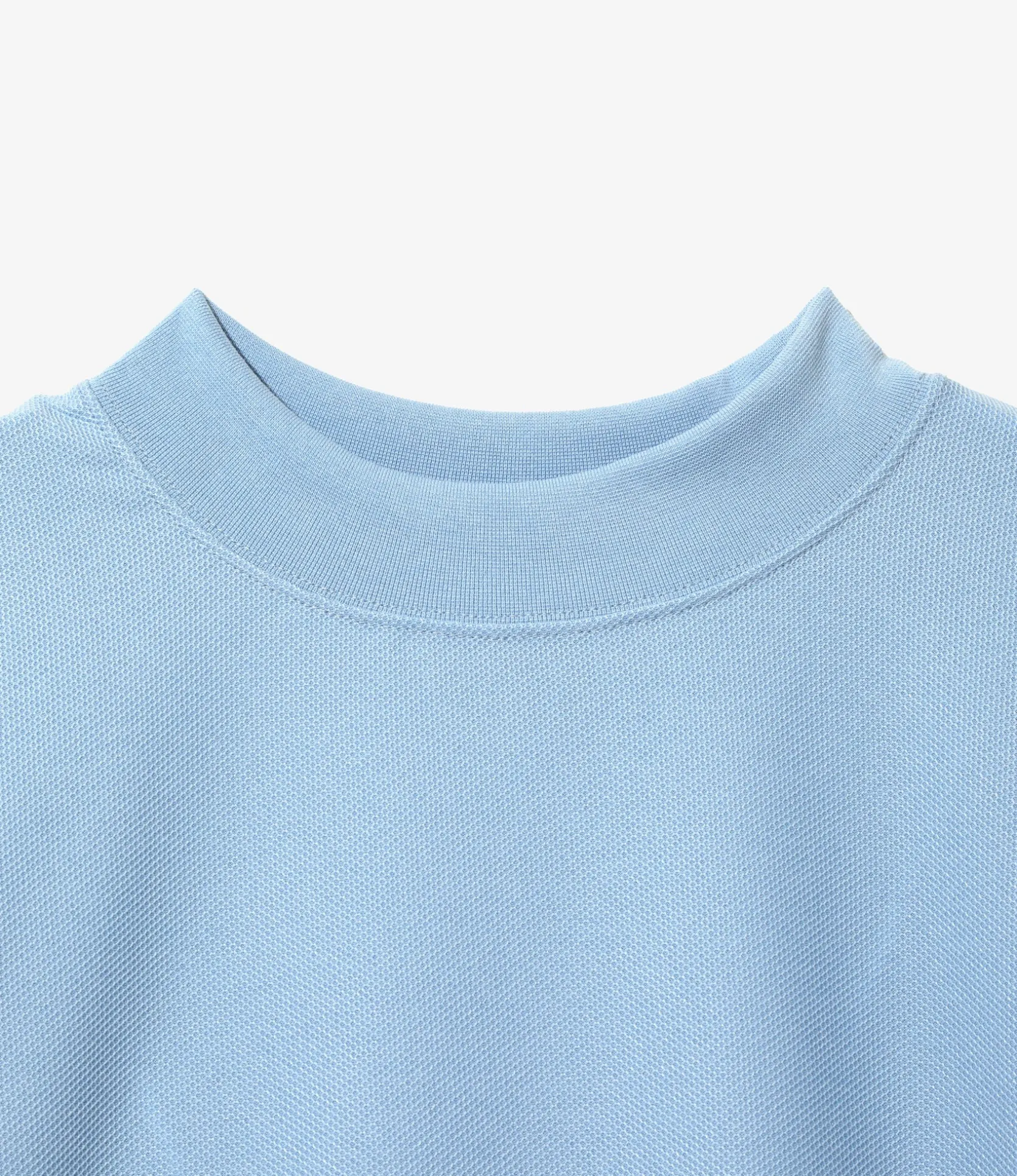 S/S Mock Neck Tee - Sax - Poly Pique