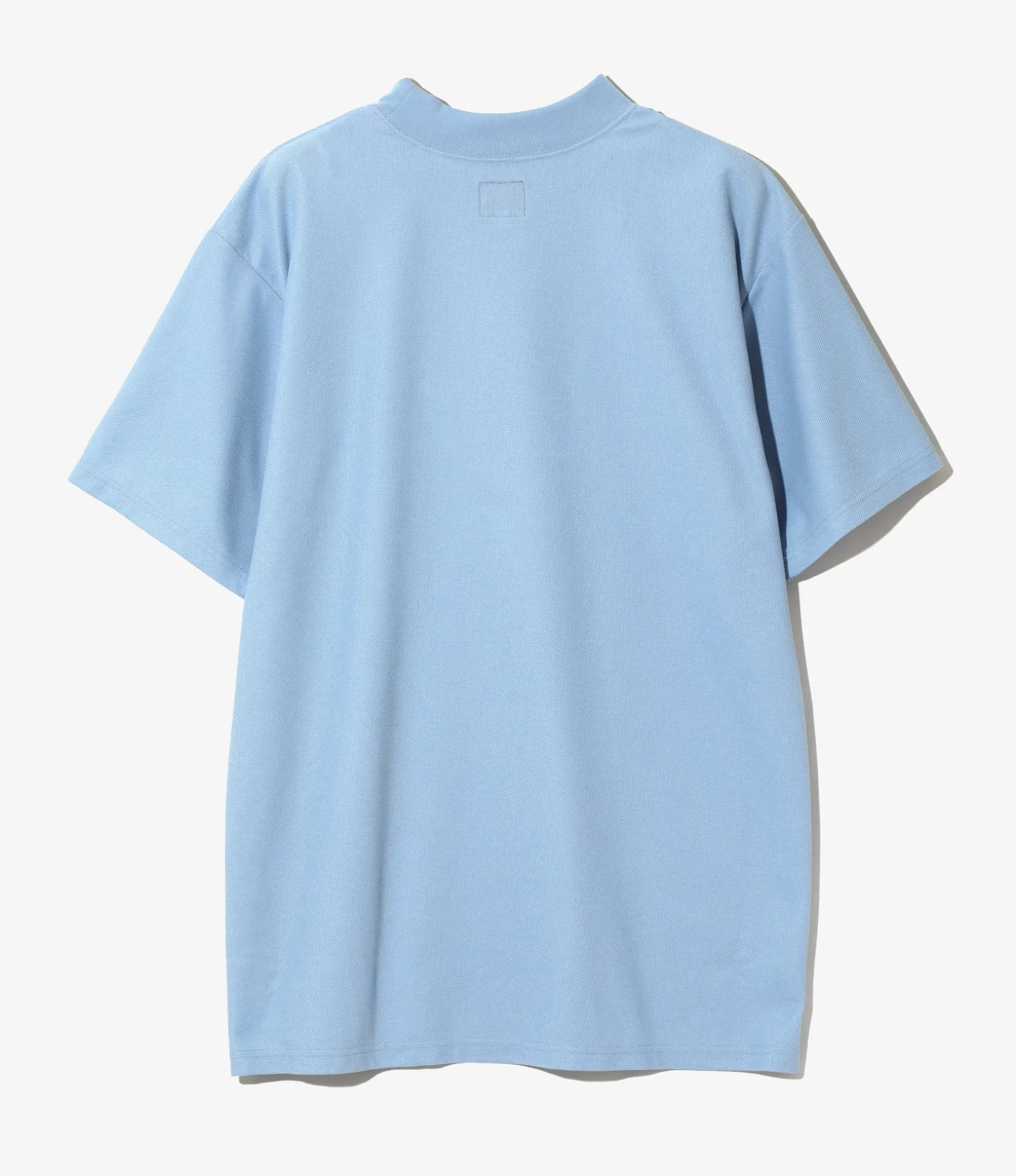 S/S Mock Neck Tee - Sax - Poly Pique