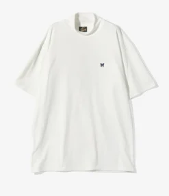 S/S Mock Neck Tee - White - Poly Jersey
