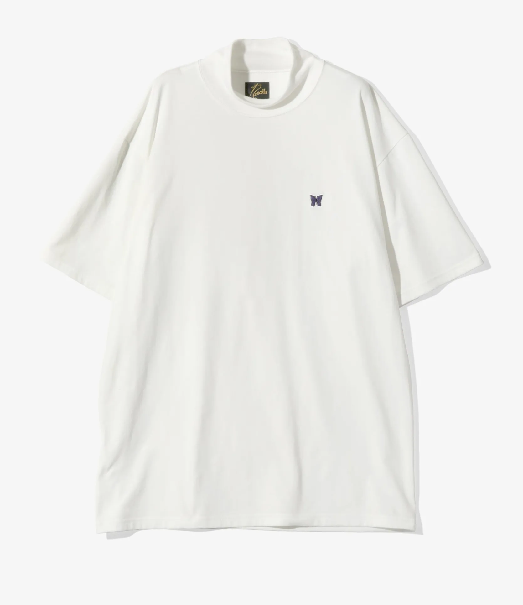S/S Mock Neck Tee - White - Poly Jersey