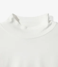 S/S Mock Neck Tee - White - Poly Jersey