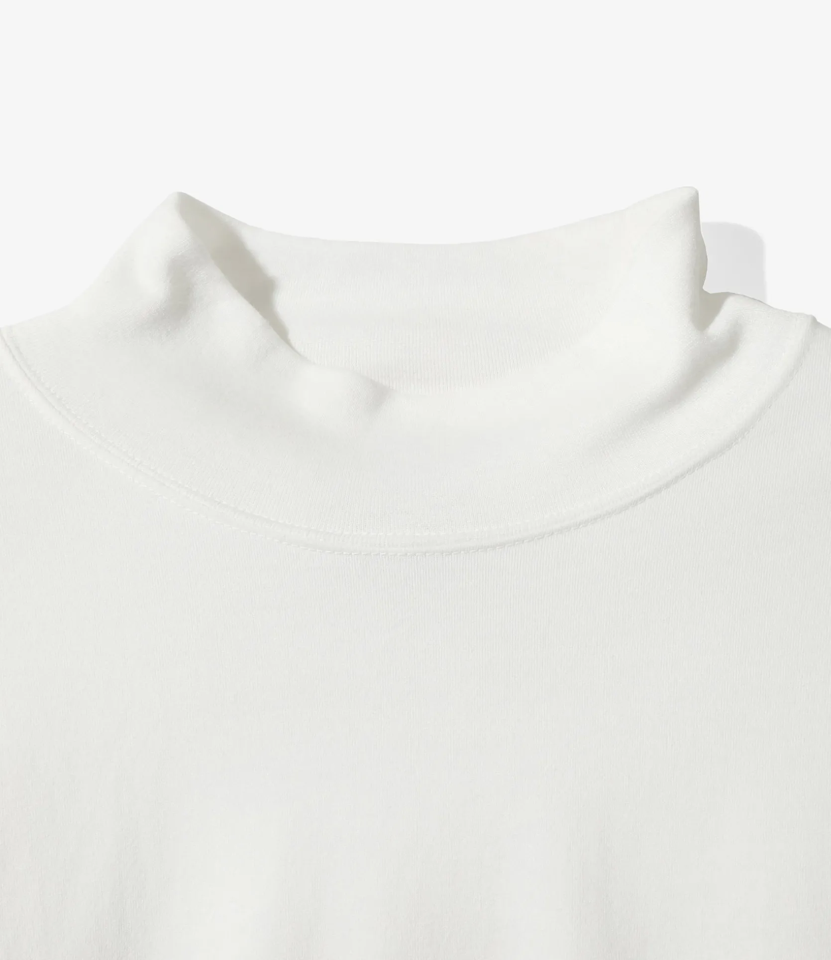 S/S Mock Neck Tee - White - Poly Jersey