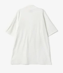 S/S Mock Neck Tee - White - Poly Jersey
