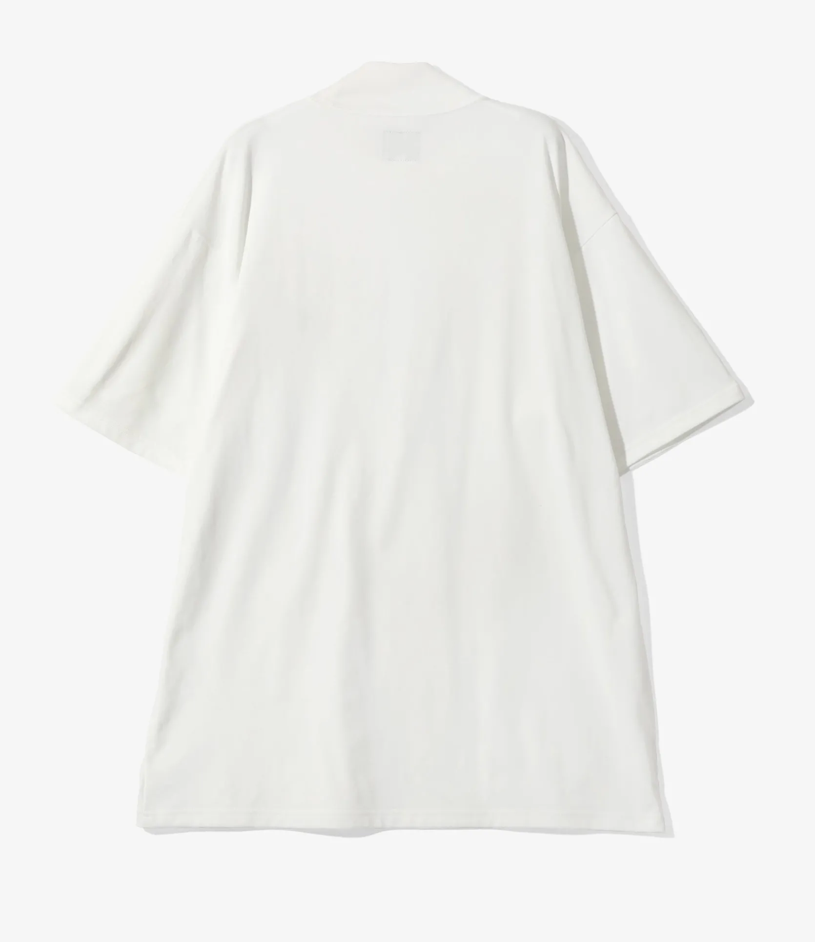 S/S Mock Neck Tee - White - Poly Jersey