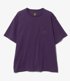 S/S Papillon Emb. Pocket Tee - Purple - Cotton Jersey