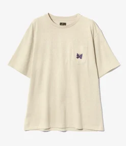 S/S Papillon Emb. Pocket Tee - Oatmeal - Cotton Jersey