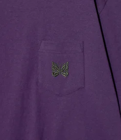 S/S Papillon Emb. Pocket Tee - Purple - Cotton Jersey