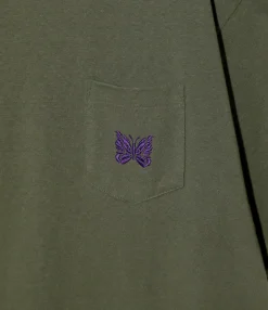 S/S Papillon Emb. Pocket Tee - Olive - Cotton Jersey
