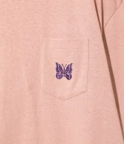 S/S Papillon Emb. Pocket Tee - Pink - Cotton Jersey