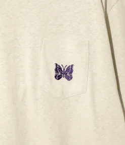 S/S Papillon Emb. Pocket Tee - Oatmeal - Cotton Jersey