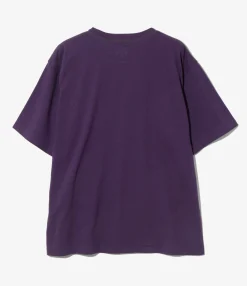 S/S Papillon Emb. Pocket Tee - Purple - Cotton Jersey