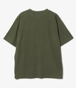 S/S Papillon Emb. Pocket Tee - Olive - Cotton Jersey