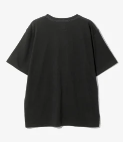 S/S Papillon Emb. Pocket Tee - Black - Cotton Jersey