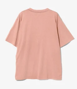 S/S Papillon Emb. Pocket Tee - Pink - Cotton Jersey