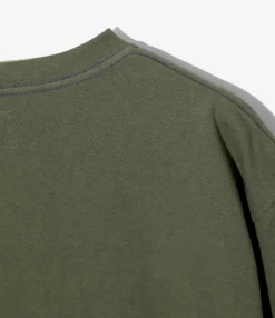 S/S Papillon Emb. Pocket Tee - Olive - Cotton Jersey