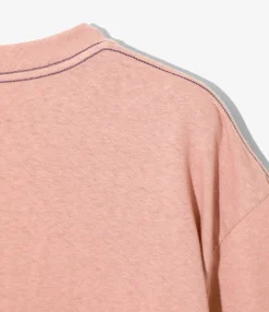 S/S Papillon Emb. Pocket Tee - Pink - Cotton Jersey