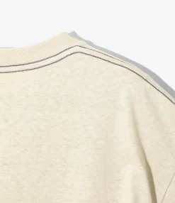 S/S Papillon Emb. Pocket Tee - Oatmeal - Cotton Jersey