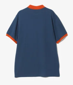 S/S Polo Shirt - Blue - Cotton Pique