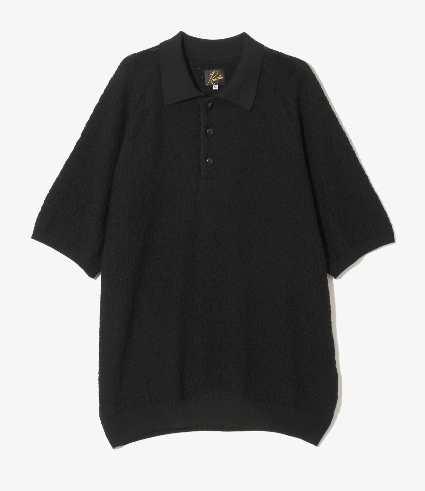 S/S Polo Sweater - Black - Merino Wool Knit