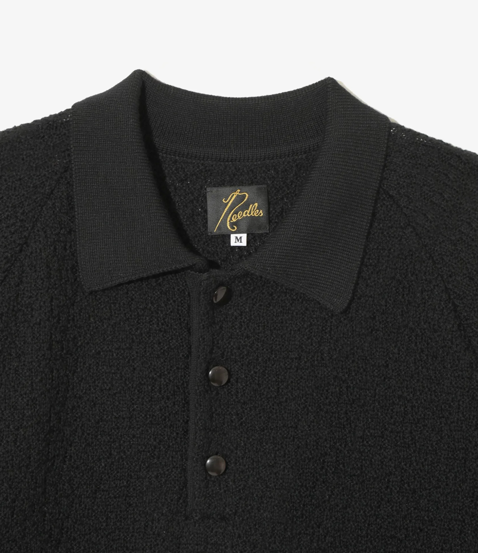 S/S Polo Sweater - Black - Merino Wool Knit