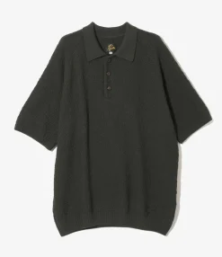 S/S Polo Sweater - Green - Merino Wool Knit